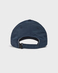 The back view of a navy blue baseball cap with an adjustable strap, shown on a light gray background.