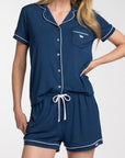 Women's Navy Knit Short Set