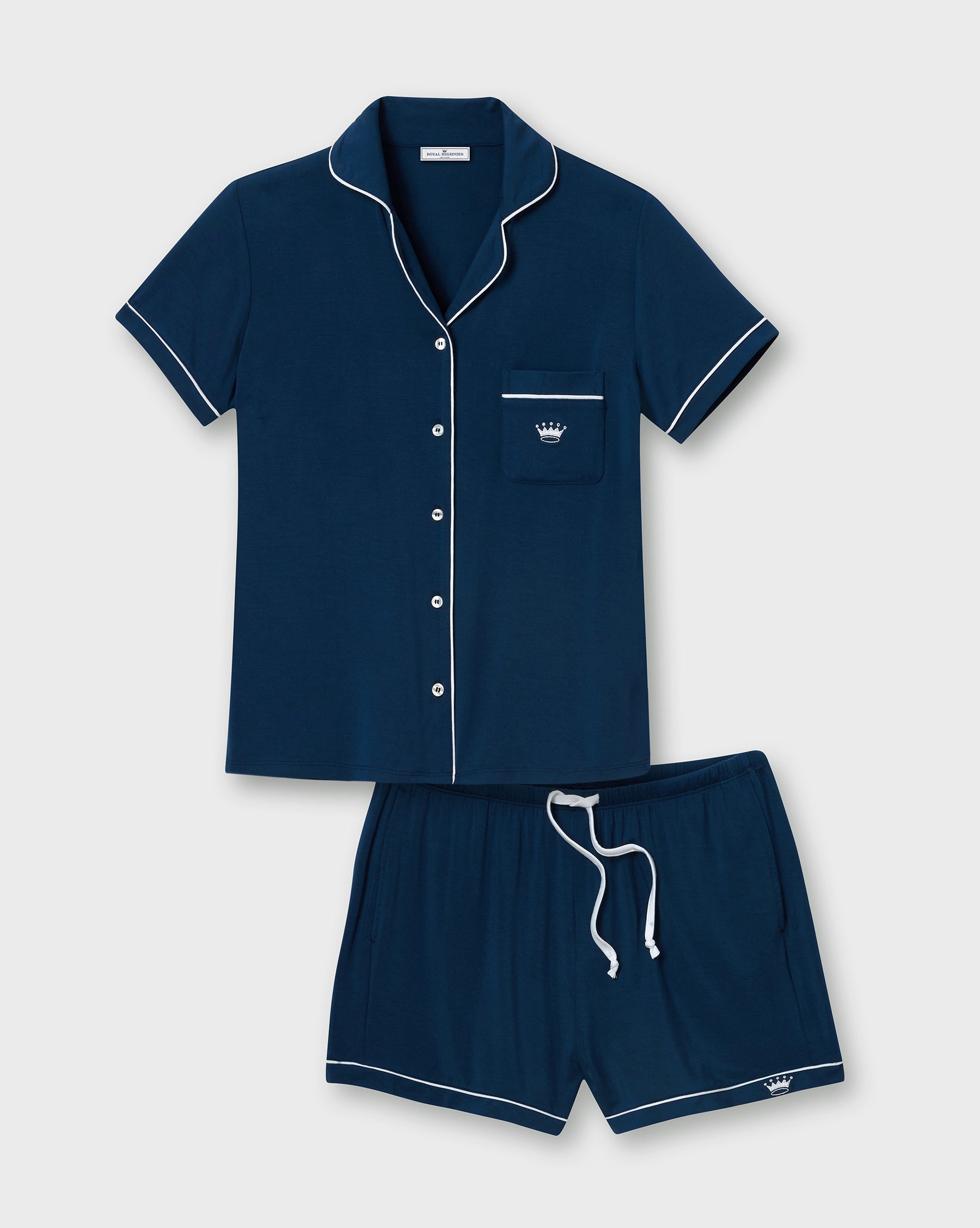 Women's Navy Knit Short Set