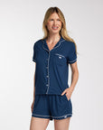 Women's Navy Knit Short Set
