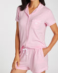 Women's Pink Knit Short Set