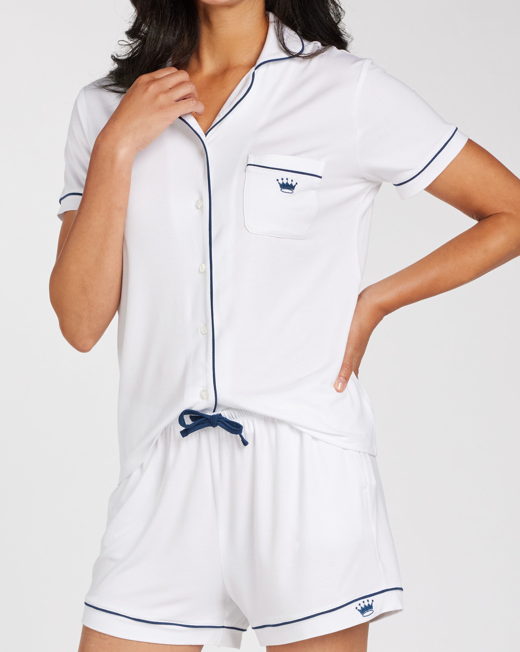 Women's White Knit Short Set